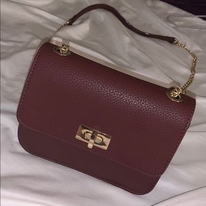 Maroon fake leather purse
